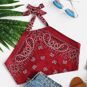 Vintage Print Bandana Halter Top